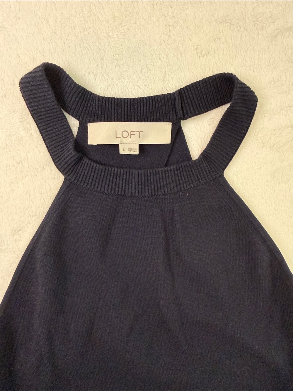 LOFT Navy Ribbed Halter Knit Tank - Picture 2 of 5
